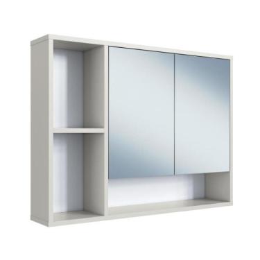 Imagem de Armário de Banheiro com Espelho 80cm 2 Portas 3 Nichos Bari BA1085AR A