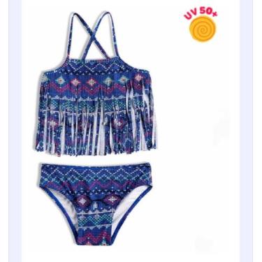 Imagem de Biquíni Infantil Cropped Com Franjas Proteção Uv50+ Tip Top, 6 anos, A