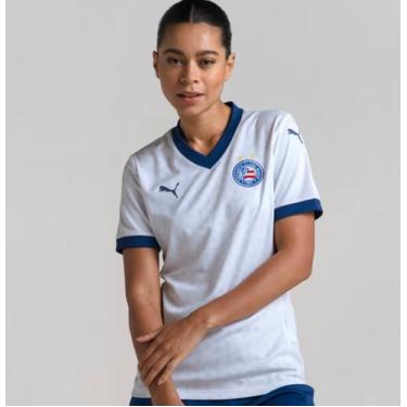 Imagem de Camisa Bahia Feminina 25/26 Lançamento Baby Look Branca - Futebol, GG