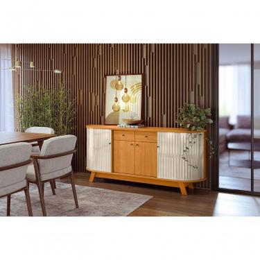 Imagem de Buffet Monaco 4 Portas 2 Gavetas MDP 183cm Cinamomo-off White Madetec Móveis