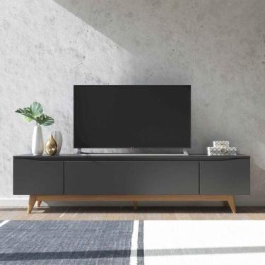Imagem de Rack para TV até 75 Polegadas MDF 184cm Pés em Madeira Maciça Flynt Pr