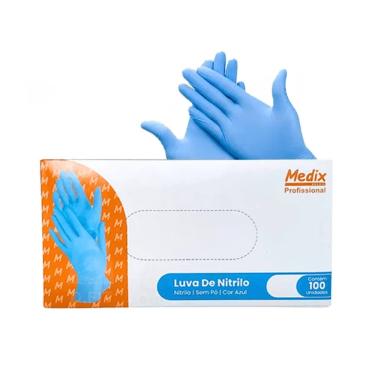 Imagem de Luva Nitrilica P Azul Medix 100 Unidades