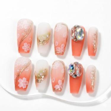Imagem de Pontas de Unhas Postiças Sun&Beam Nails Longas Bailarina Caixão 10 Peç