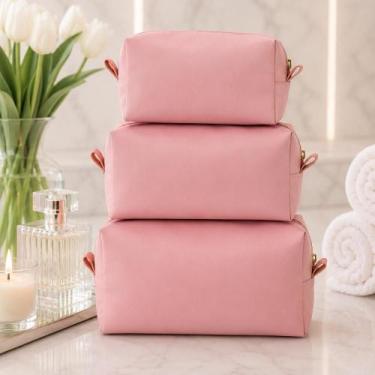 Imagem de Kit Necessaire 3 Peças Feminina Luxo Organizador com Zíper - Genérico,