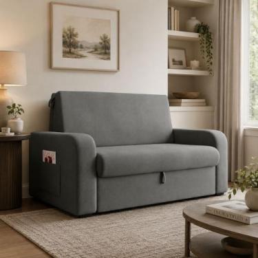 Imagem de Sofá Cama 2 lugares Compacto com Baú 145 Larg Daiane Matrix, SUEDE CIN