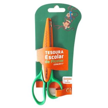 Imagem de Tesoura Escolar Plástica Infantil de Picotar Papel 2 Cortes - Leo&Leo,