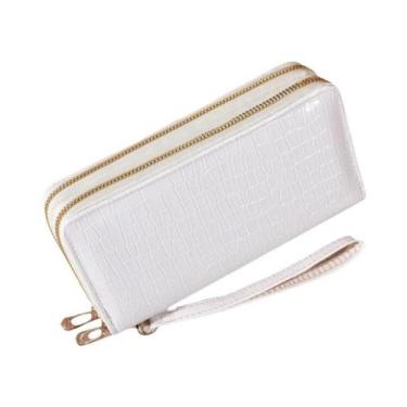 Imagem de Carteira Clutch Feminina Chique Vintage De Camada Dupla Com Zíper Retr
