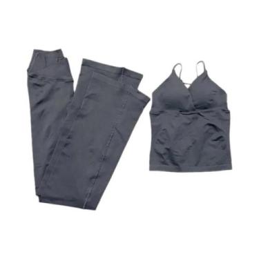 Imagem de Conjunto De Ginástica Feminino De 2 Peças Sem Costura, Top De Treino D