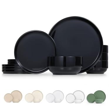 Imagem de Conjunto de Louças de Cerâmica Vase and Vessel, Serviço de 12 Peças para 4, Tigelas de Sopa (891ml), Pratos de Salada (19cm), Pratos de Jantar (26,5cm), Redondos, Podem Ir ao Micro-ondas e Lava-louças