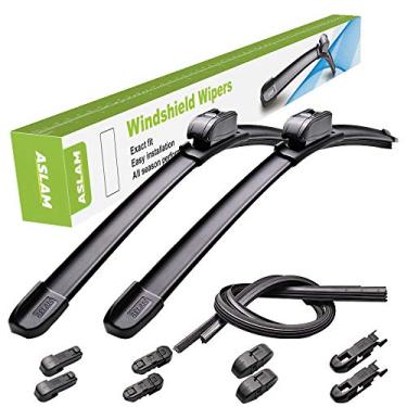 Imagem de ASLAM limpadores de para-brisa para todas as estações tipo M, adaptadores multifuncionais e recargas substituíveis, dupla vida útil (conjunto de 2)ASLAM 26"+19"(Pair for Front Windshield) preto Type M-26/19