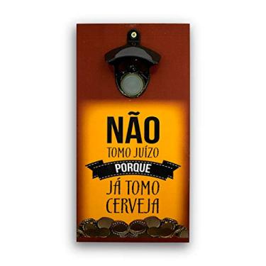 Imagem de Abridor Garrafas Parede Frase Juízo Mdf Com Imã 25x13 Cm