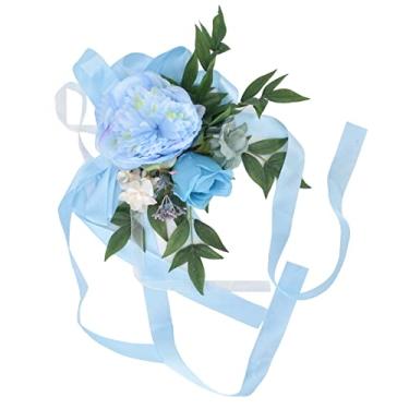 Imagem de Decoração de encosto de cadeira de casamento, cadeira de casamento reutilizável costas flores artificiais cor brilhante