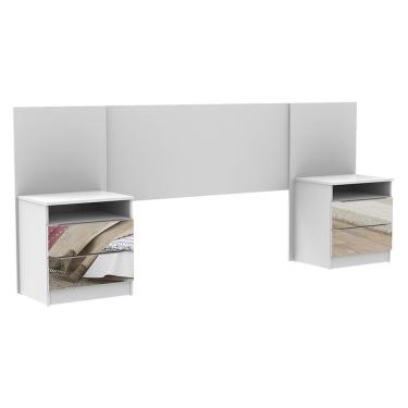 Imagem de Cabeceira Extensível Madesa com 2 Mesa de Cabeceira com Espelho