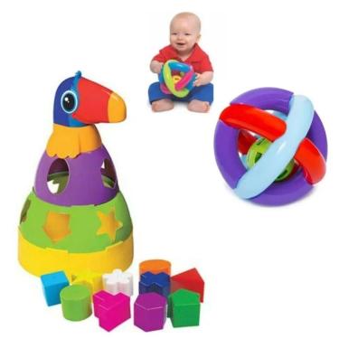 Kit Brinquedo Didático Educativo Infantil Encaixe Para Bebê 1 Ano 2 Anos -  Divplast - Brinquedos Educativos - Magazine Luiza
