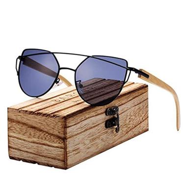Imagem de Óculos de Sol Feminino BARCUR Estilo Gatinho Design Elegante Hastes Estilo Madeira Pola...