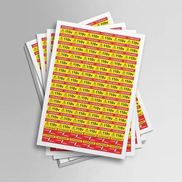 Imagem de Cartela de Adesivos de Voltagem 110V Etiquetas (Amarelo)