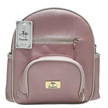Imagem de Mochila Rosê com Bege Linho Anne Arte e Cia