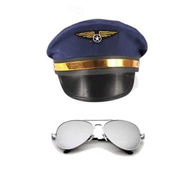 Imagem de Fantasia de Aviador Piloto Quepe e Óculos - 2 Peças