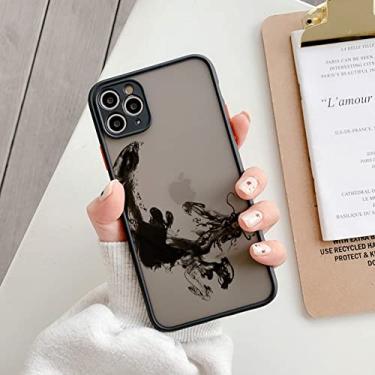 Imagem de Capa de telefone de pintura de pincel de tinta padrão dragão para iphone x xr xs max 7 8 plus se 2020 12 13 mini 11 pro max capa traseira dura, dragão de tinta preto 3, para iphone13 pro