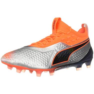Imagem de PUMA One 1 Tênis de futebol masculino sintético para solo firme, Prateado, laranja, preto, 11