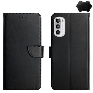 Imagem de For Motorola Moto G52 Genuine Leather Fingerprint-proof Horizontal Flip Phone Case