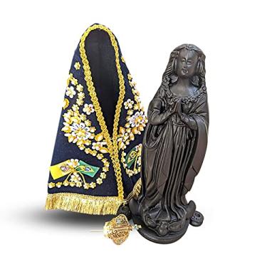 Imagem de Imagem Nossa Senhora Aparecida Em Resina Com Manto E Coroa 30cm Imagem Original Facsimile Delicada Traços finos Altamente detalhada Manto bordado