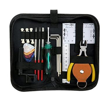 Imagem de Tingpai 23 PCS Kit de reparo de guitar Fer mentas de manutenção de guitar Kit de configu ção de guitar com escolha de guitar Régua de cordas Chave de guitar pa instrumentos de guitar Ukelele