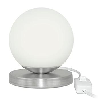 Imagem de Luminária Abajur de mesa Globo Orby Escovado Base Redonda