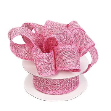 Imagem de Burlap Ribbon Perfect for Wedding Home Decoration Gift Wrap Bows Made Handmade Art Crafts 3.8cm X 10 Yard Spool (Pink)