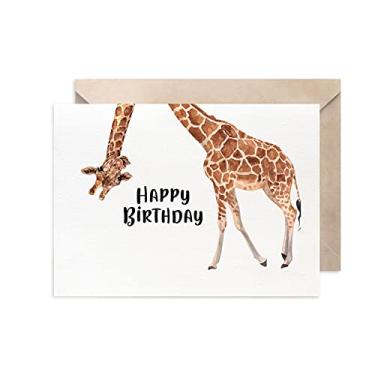 Imagem de Cartão de aniversário engraçado de girafa, cartão de feliz aniversário animal para mulheres homens amigos