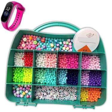 Imagem de Kit Missangas Maleta Infantil 1700 peças + Relogio Led Digital de Mimo