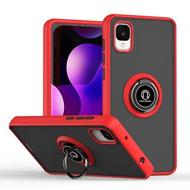 Imagem de Capa de telefone com suporte de anel magnético para Moto Edge X capa traseira vermelha