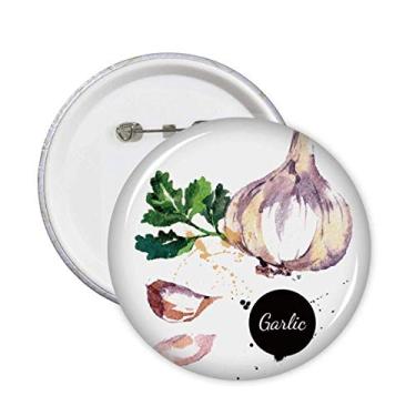 Imagem de Alho Vegetal Saboroso Saudável Alfinetes Aquarela Emblema Botão Decoração Acessório 5pcs