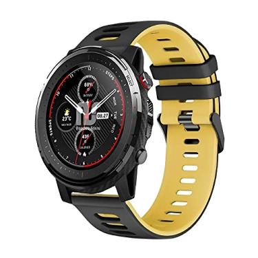Imagem de Pulseiras NSmart compatível com Amazfit GTR 47MM / GTR 2 / GTR 2e (Preto com amarelo)