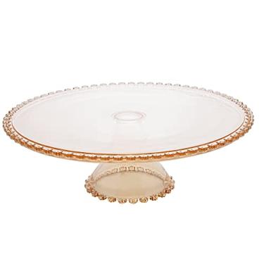 Imagem de Prato para Bolo de Cristal com Pé Daisy Âmbar 31,3cm x 10cm - Wolff