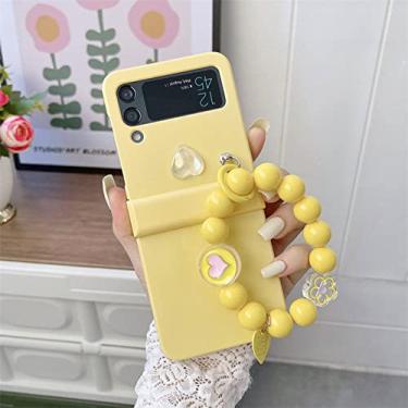 Imagem de Bonito Love Heart Bracelet Phone Case For Samsung Galaxy Z Flip 4 Cover Hand Chain For Z Flip4 Flip4 Shell Protective Wristband, DS512,1, For Z Flip 4