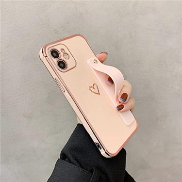 Imagem de Estojo protetor de pulso protetor de lente de amor simples para iphone 11 Pro Max 12 Pro MiNi X XR XS 7 8 plus SE 2020 capa, rosa, para iPhone X