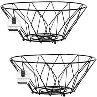 Imagem de Kit 2 Fruteiras Cesta Centro De Mesa Aramado Redonda 27cm