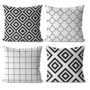 Imagem de Kit 4 Capas Para Almofadas personalizada preto e branco