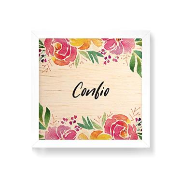 Imagem de Arte Maníacos Quadro decorativo com moldura caixa branca em Madeira - Floral Confio - 30x30cm