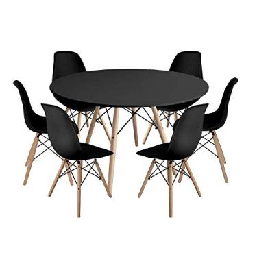 Imagem de Kit Mesa Jantar Eiffel 120cm Preta + 6 Cadeiras Charles Eames - Preta