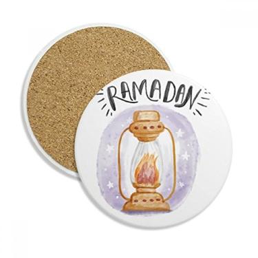 Imagem de Caneca de porta-copos colorida com estampa de desenho animado de lanterna de celeiro, pedra absorvente de proteção de mesa