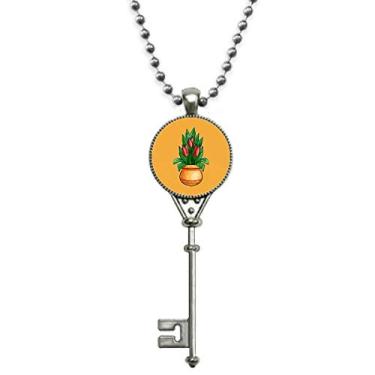 Imagem de OFFbb-USA Colar vintage de prata com pingente de arte déco de lírio vermelho em vaso