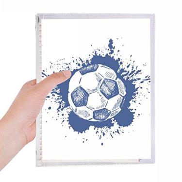 Imagem de Caderno de futebol azul com desenho de tinta de desenho animado de folhas soltas diário recarregável artigos de papelaria