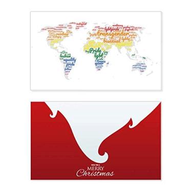 Imagem de Mapa global Lgbt Rainbow Wordcloud Holiday Holiday Merry Christmas Cartões de parabéns Mensagem de Natal