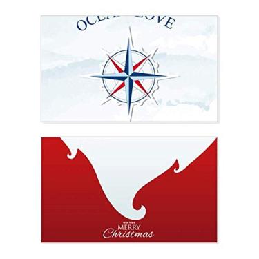 Imagem de Bússola Ocean Love Sea Sailing Pattern Holiday Merry Christmas Cartões de parabéns Mensagem de Natal