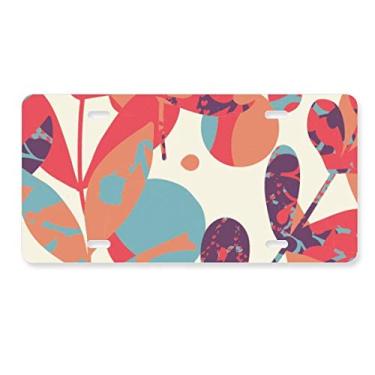 Imagem de DIYthinker Etiqueta de aço inoxidável para decoração de placa de carro com flores e folhas outonais