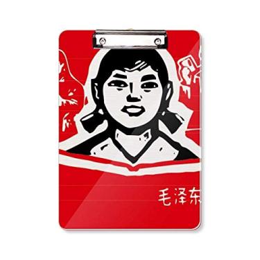 Imagem de Placa de suporte para prancheta Girl Book Red Chinese Revolution A4