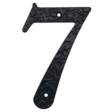 Imagem de Placa de ferro fundido com número de placa flutuante 3D de 12,7 cm em aço carbono preto grande, placa de porta com dígitos de endereço, montagem com parafuso, durável antiferrugem