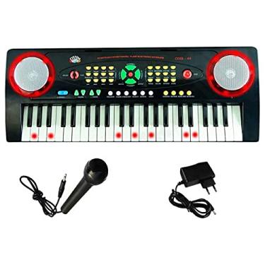 Imagem de Kit Teclado Musical Kids CKKB44 44 Iluminadas + Microfone